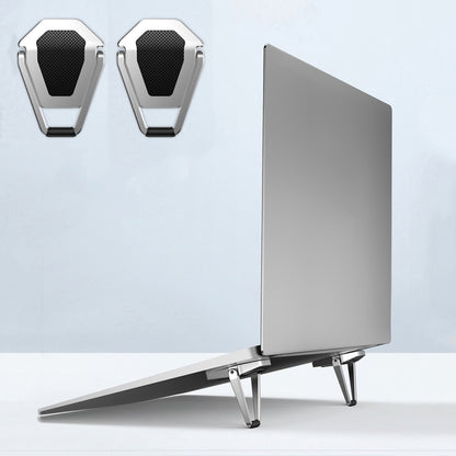 2 PCS R-JUST BJ01 Universal Stickable Shield Shape Laptop Foldable Stand(Silver) - free shipping - PMC Jewellery - Order now!