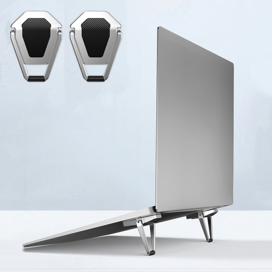 2 PCS R-JUST BJ01 Universal Stickable Shield Shape Laptop Foldable Stand(Silver) - free shipping - PMC Jewellery - Order now!