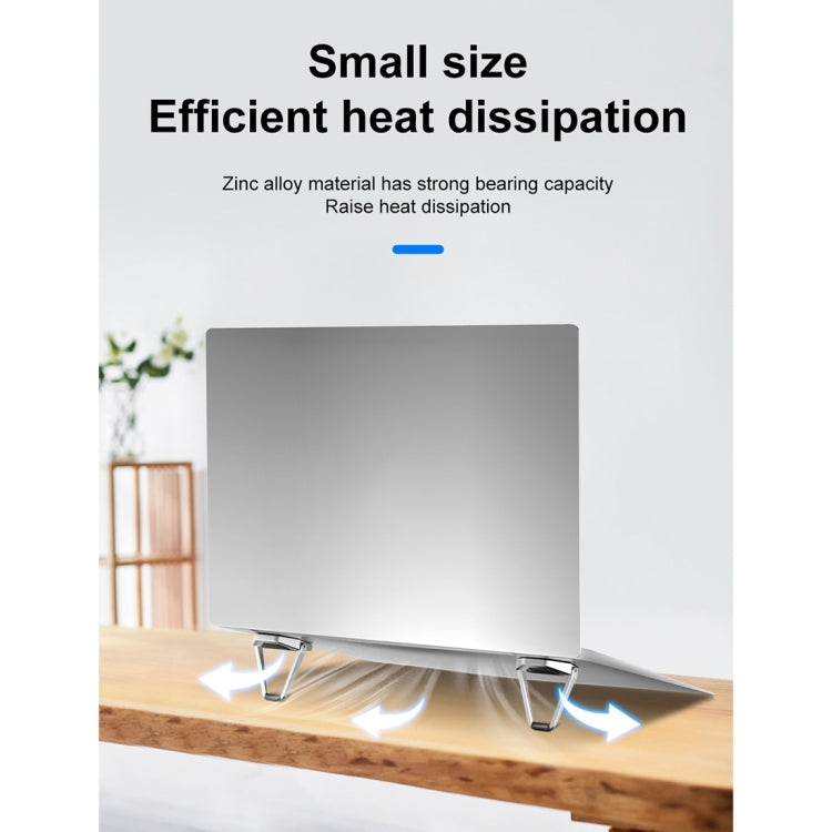 2 PCS R-JUST BJ01 Universal Stickable Shield Shape Laptop Foldable Stand(Silver) - free shipping - PMC Jewellery - Order now!