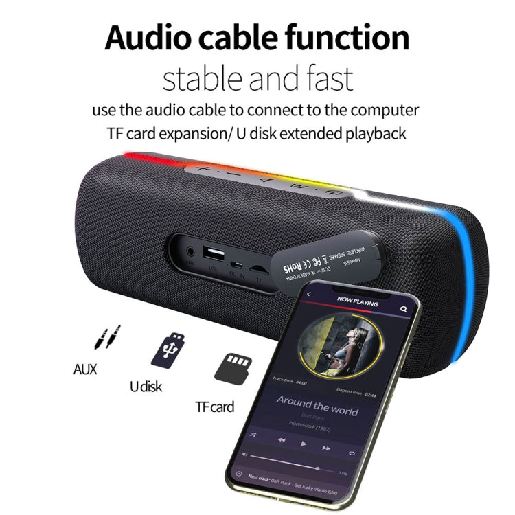 ZEALOT S55 Portable Stereo Bluetooth Speaker with Built-in Mic, Support Hands-Free Call & TF Card & AUX (Black)