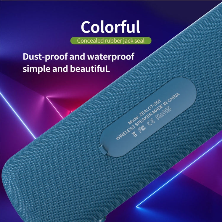 ZEALOT S55 Portable Stereo Bluetooth Speaker with Built-in Mic, Support Hands-Free Call & TF Card & AUX (Blue)