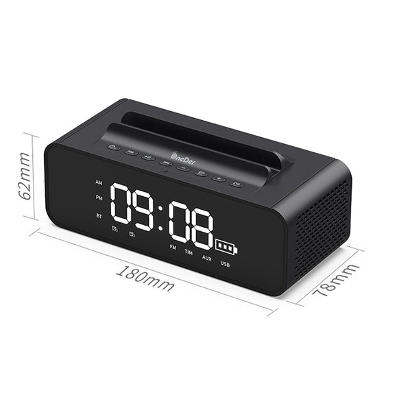 Oneder V06 Smart Sound Box Wireless Bluetooth Speaker, LED Screen Alarm Clock, Support Hands-free & FM & TF Card & AUX & USB Drive (Black)