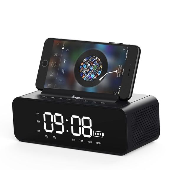 Oneder V06 Smart Sound Box Wireless Bluetooth Speaker, LED Screen Alarm Clock, Support Hands-free & FM & TF Card & AUX & USB Drive (Black)