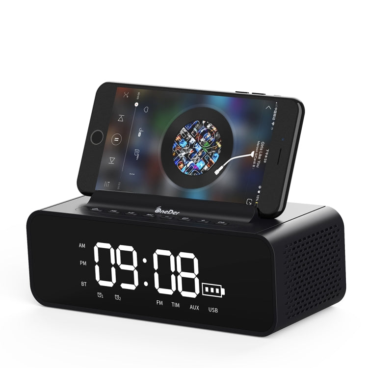 Oneder V06 Smart Sound Box Wireless Bluetooth Speaker, LED Screen Alarm Clock, Support Hands-free & FM & TF Card & AUX & USB Drive (Black)