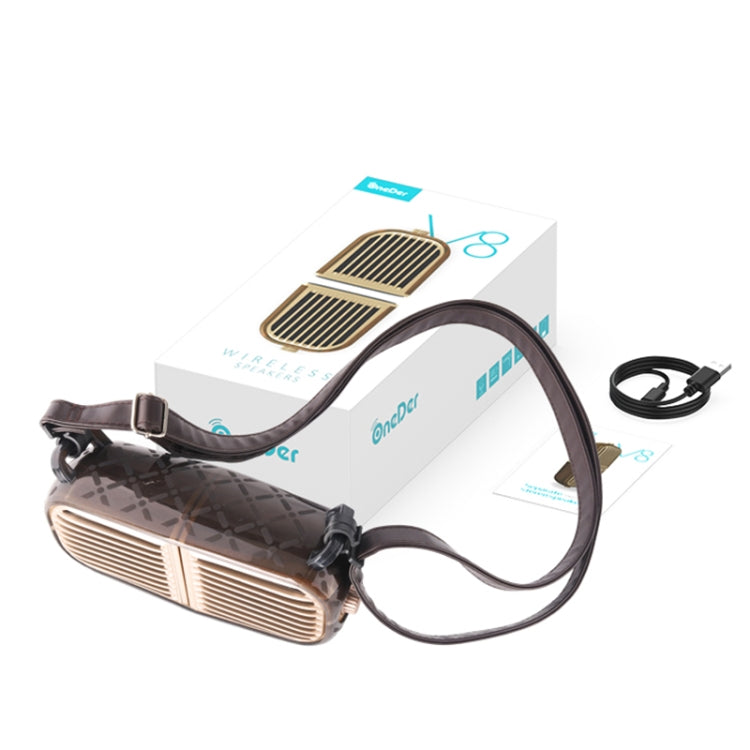 Oneder V8 Magnetic Suction Pair Stereo Sound Box Wireless Bluetooth Speaker with Strap, Support Hands-free & TF Card & AUX & USB Drive(Bronze)