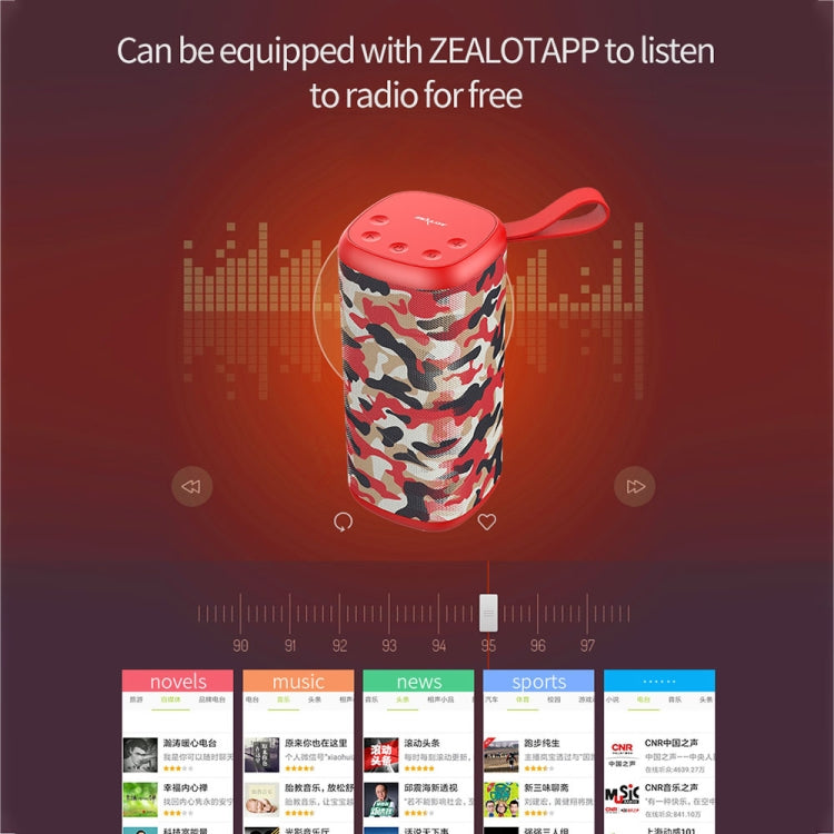 ZEALOT S35 Portable Heavy Bass Stereo Wireless Bluetooth Speaker with Built-in Mic, Support Hands-Free Call & TF Card & AUX (Red)