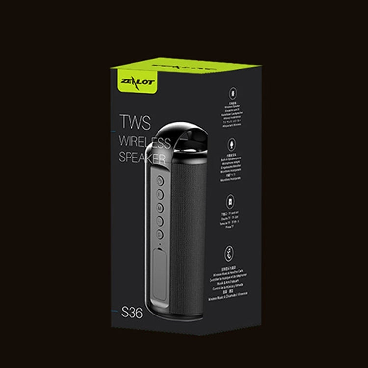ZEALOT S36 Portable Heavy Bass Wireless Bluetooth Speaker with Built-in Mic, Support Hands-Free Call & TF Card & AUX (Black) - free shipping - PMC Jewellery - Order now!