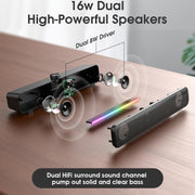 L16 Outdoor Portable RGB Light HiFi USB Bluetooth Wireless Speaker(Black)