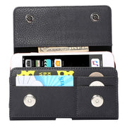 Universal Litchi Texture Vertical Flip Thwartwise PU Leather Case / Waist Bag with Back Splint & Card Slots & 15cm Lanyard for iPhone 8 Plus & 7 Plus   & 6s Plus & 6 Plus, Galaxy Note 8 & Galaxy C9 Pr ... & Mate 7 & P9 Plus, Size: 16 x 8.3 x 1.5 cm(Black)