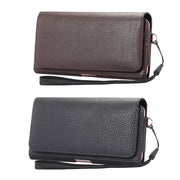 Universal Litchi Texture Vertical Flip Thwartwise PU Leather Case / Waist Bag with Back Splint & Card Slots & 15cm Lanyard for iPhone 8 Plus & 7 Plus   & 6s Plus & 6 Plus, Galaxy Note 8 & Galaxy C9 Pr ... & Mate 7 & P9 Plus, Size: 16 x 8.3 x 1.5 cm(Black)