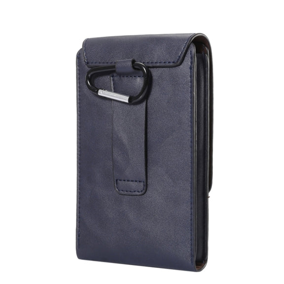 6.3 inch and Below Universal Crazy Horse Texture 3 Pouches Vertical Flip Leather Case with Belt Hole & Climbing Buckle for Galaxy Note 8, Sony, Huawei, Meizu, Lenovo, ASUS, Cubot, Oneplus, Oukitel, Xiaomi, DOOGEE, Vkworld, and other Smartphones(Dark Blue)