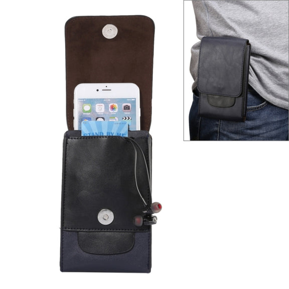 6.3 inch and Below Universal Crazy Horse Texture 3 Pouches Vertical Flip Leather Case with Belt Hole & Climbing Buckle for Galaxy Note 8, Sony, Huawei, Meizu, Lenovo, ASUS, Cubot, Oneplus, Oukitel, Xiaomi, DOOGEE, Vkworld, and other Smartphones(Dark Blue)