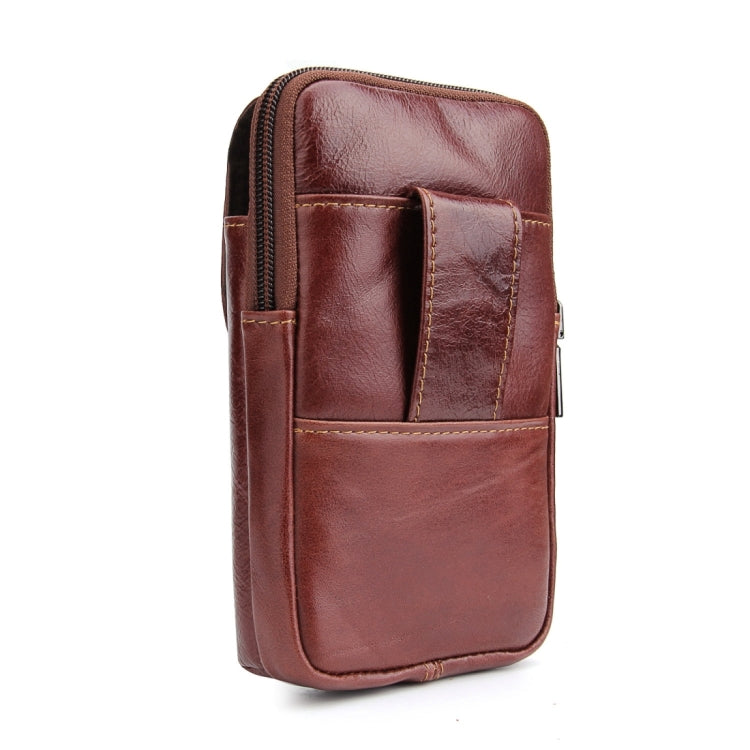 6.3 inch and Below Universal Crazy Horse Texture Genuine Leather Men Vertical Style Case Waist Bag with Belt Hole for Sony, Huawei, Meizu, Lenovo, ASUS, Cubot, Oneplus, Xiaomi, Ulefone, Letv, DOOGEE, Vkworld, and other Smartphones(Brown) - More iPhone Cases by PMC TechLife | Online Shopping South Africa | PMC TechLife | Buy Now Pay Later Mobicred
