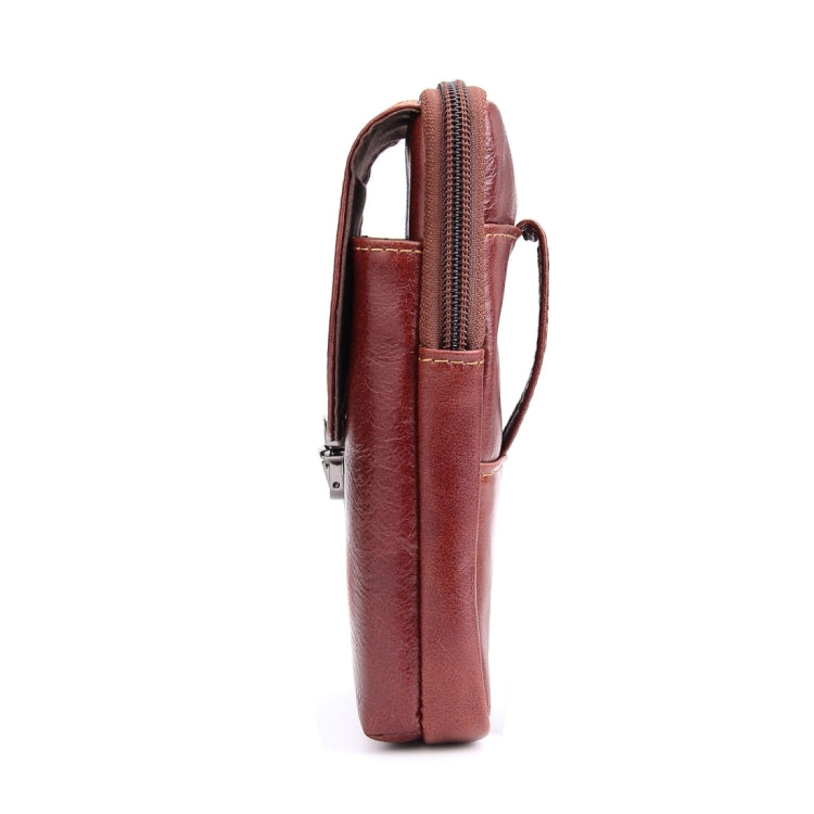 6.3 inch and Below Universal Crazy Horse Texture Genuine Leather Men Vertical Style Case Waist Bag with Belt Hole for Sony, Huawei, Meizu, Lenovo, ASUS, Cubot, Oneplus, Xiaomi, Ulefone, Letv, DOOGEE, Vkworld, and other Smartphones(Brown) - More iPhone Cases by PMC TechLife | Online Shopping South Africa | PMC TechLife | Buy Now Pay Later Mobicred