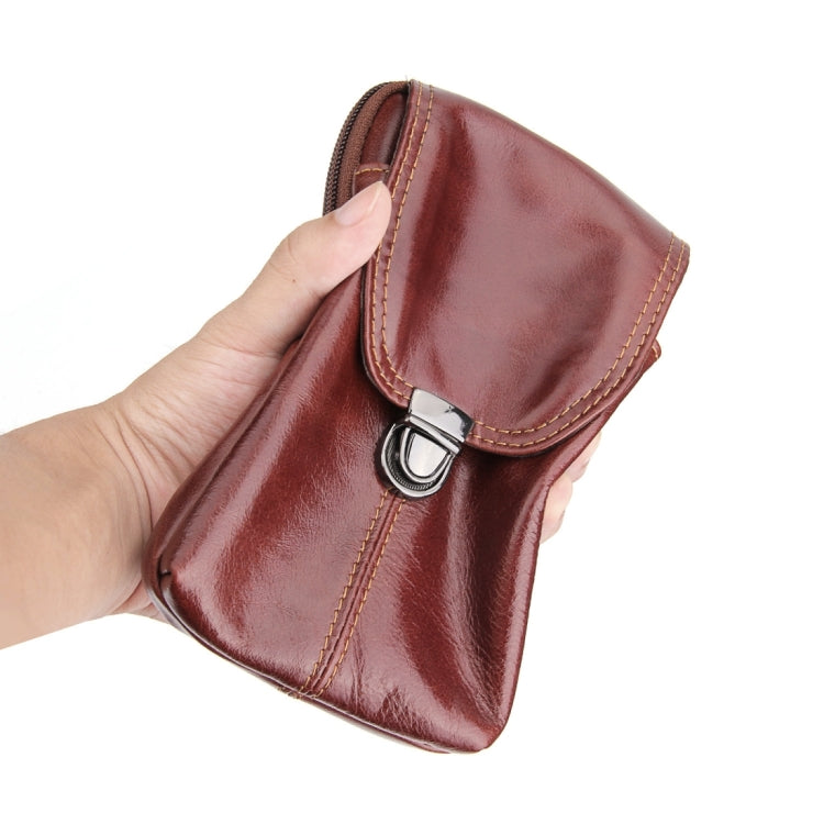 6.3 inch and Below Universal Crazy Horse Texture Genuine Leather Men Vertical Style Case Waist Bag with Belt Hole for Sony, Huawei, Meizu, Lenovo, ASUS, Cubot, Oneplus, Xiaomi, Ulefone, Letv, DOOGEE, Vkworld, and other Smartphones(Brown)