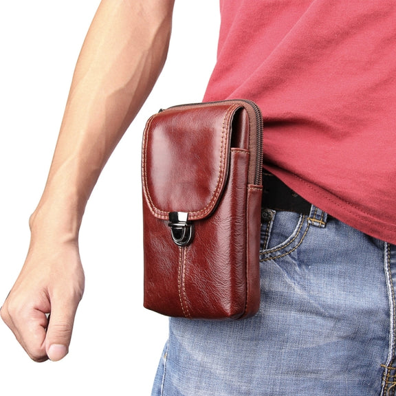 6.3 inch and Below Universal Crazy Horse Texture Genuine Leather Men Vertical Style Case Waist Bag with Belt Hole for Sony, Huawei, Meizu, Lenovo, ASUS, Cubot, Oneplus, Xiaomi, Ulefone, Letv, DOOGEE, Vkworld, and other Smartphones(Brown)