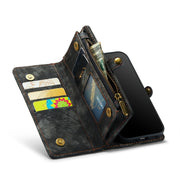 CaseMe for iPhone 8 Plus & 7 Plus   Multifunctional Leather Billfold with Detachable Magnetic PC Back Protective Case & Holder & 11 Card Slots & 3 Cash Slots & 1 Zipper Wallet & 2 Photo Frames & 3 Magnetic Clasps(Black)