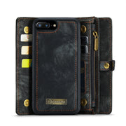 CaseMe for iPhone 8 Plus & 7 Plus   Multifunctional Leather Billfold with Detachable Magnetic PC Back Protective Case & Holder & 11 Card Slots & 3 Cash Slots & 1 Zipper Wallet & 2 Photo Frames & 3 Magnetic Clasps(Black)