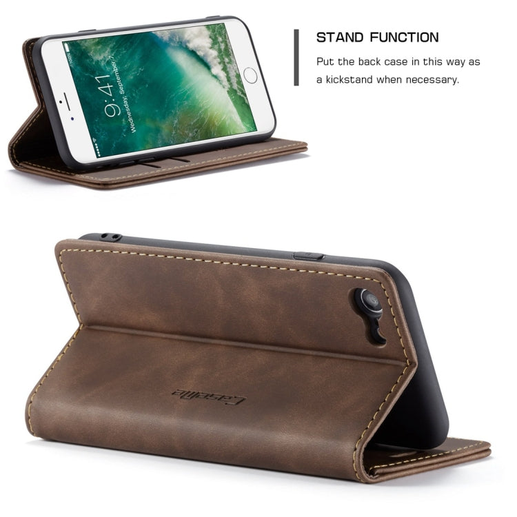 CaseMe-013 Multifunctional Retro Frosted Horizontal Flip Leather Case for iPhone 7 / 8, with Card Slot & Holder & Wallet(Coffee) - free shipping - PMC Jewellery - Order now!