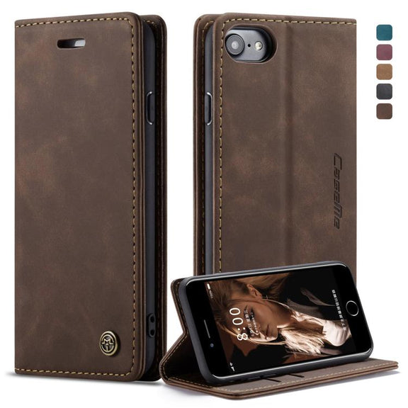 CaseMe-013 Multifunctional Retro Frosted Horizontal Flip Leather Case for iPhone 7 / 8, with Card Slot & Holder & Wallet(Coffee)
