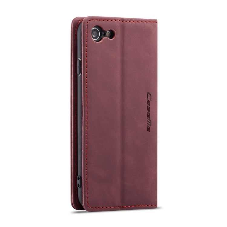 CaseMe-013 Multifunctional Retro Frosted Horizontal Flip Leather Case for iPhone 7 / 8, with Card Slot & Holder & Wallet(Wine Red) - free shipping - PMC Jewellery - Order now!