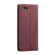 CaseMe-013 Multifunctional Retro Frosted Horizontal Flip Leather Case for iPhone 7 / 8, with Card Slot & Holder & Wallet(Wine Red)