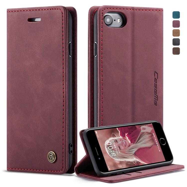CaseMe-013 Multifunctional Retro Frosted Horizontal Flip Leather Case for iPhone 7 / 8, with Card Slot & Holder & Wallet(Wine Red) - free shipping - PMC Jewellery - Order now!