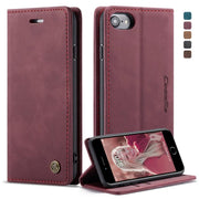 CaseMe-013 Multifunctional Retro Frosted Horizontal Flip Leather Case for iPhone 7 / 8, with Card Slot & Holder & Wallet(Wine Red)