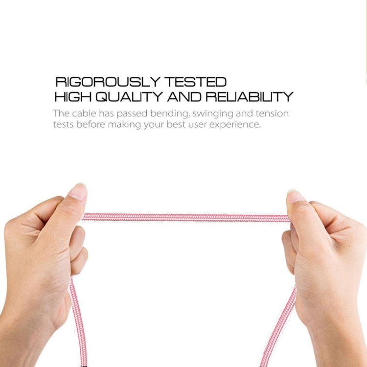 1m 2A USB to 8 Pin Nylon Weave Style Data Sync Charging Cable(Pink)