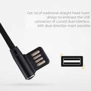 1m 2.4A Output USB to 8 Pin Double Elbow Design Nylon Weave Style Data Sync Charging Cable(Black)
