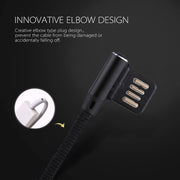 1m 2.4A Output USB to 8 Pin Double Elbow Design Nylon Weave Style Data Sync Charging Cable(Black)