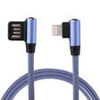 1m 2.4A Output USB to 8 Pin Double Elbow Design Nylon Weave Style Data Sync Charging Cable(Blue) - Normal Style Cable by PMC TechLife | Online Shopping South Africa | PMC TechLife | Buy Now Pay Later Mobicred