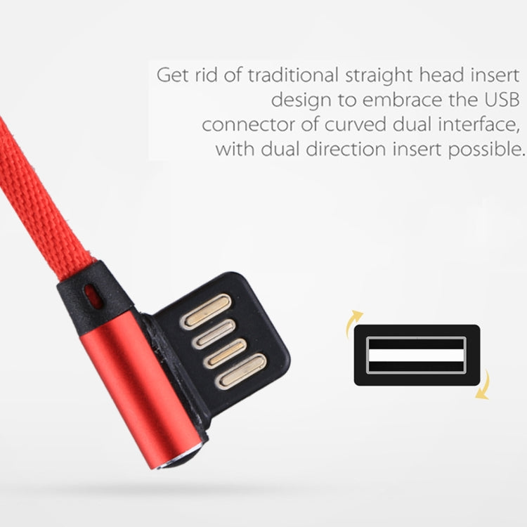1m 2.4A Output USB to 8 Pin Double Elbow Design Nylon Weave Style Data Sync Charging Cable(Red)
