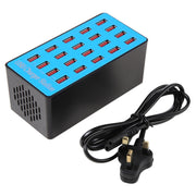 WLX-A5+ 100W 20 USB Ports Charger Station Automatically Assigned Smart Charger with Power LED Indicator, UK Plug