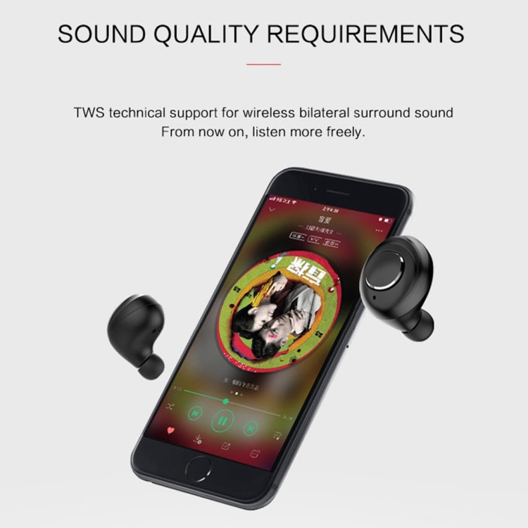 X8 TWS Outdoor Sports Portable In-ear Bluetooth V5.0 Earphone with Charging Box(Black)