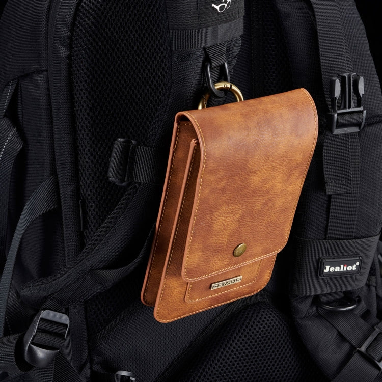 DG.MING Universal Cowskin Leather Protective Case Waist Bag with Card Slots & Hook, For iPhone, Samsung, Sony, Huawei, Meizu, Lenovo, ASUS, Oneplus, Xiaomi, Cubot, Ulefone, Letv, DOOGEE, Vkworld, and other Smartphones Below 5.2 inch(Brown)