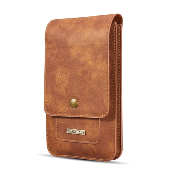 DG.MING Universal Cowskin Leather Protective Case Waist Bag with Card Slots & Hook, For iPhone, Samsung, Sony, Huawei, Meizu, Lenovo, ASUS, Oneplus, Xiaomi, Cubot, Ulefone, Letv, DOOGEE, Vkworld, and other Smartphones Below 5.2 inch(Brown)