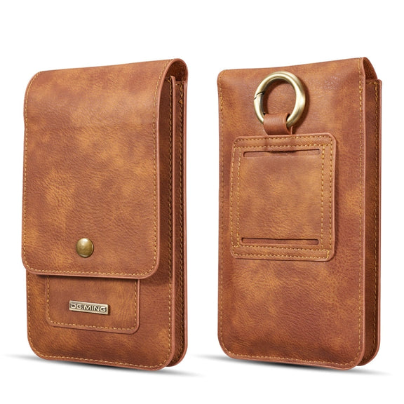 DG.MING Universal Cowskin Leather Protective Case Waist Bag with Card Slots & Hook, For iPhone, Samsung, Sony, Huawei, Meizu, Lenovo, ASUS, Oneplus, Xiaomi, Cubot, Ulefone, Letv, DOOGEE, Vkworld, and other Smartphones Below 5.2 inch(Brown)