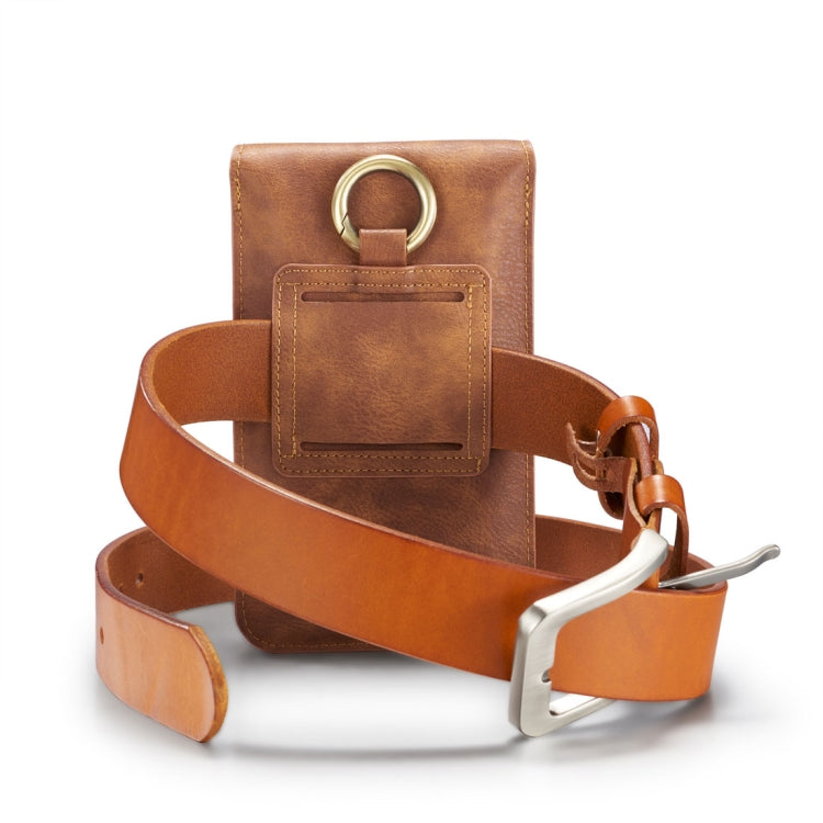 DG.MING Universal Cowskin Leather Protective Case Waist Bag with Card Slots & Hook, For iPhone, Samsung, Sony, Huawei, Meizu, Lenovo, ASUS, Oneplus, Xiaomi, Cubot, Ulefone, Letv, DOOGEE, Vkworld, and other Smartphones Below 5.2 inch(Brown)