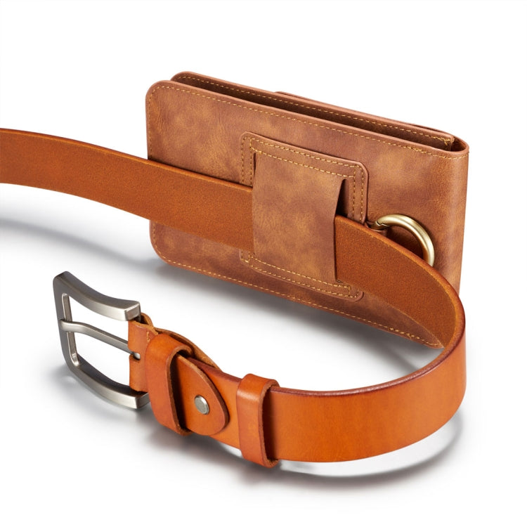 DG.MING Universal Cowskin Leather Protective Case Waist Bag with Card Slots & Hook, For iPhone, Samsung, Sony, Huawei, Meizu, Lenovo, ASUS, Oneplus, Xiaomi, Cubot, Ulefone, Letv, DOOGEE, Vkworld, and other Smartphones Below 5.2 inch(Brown)