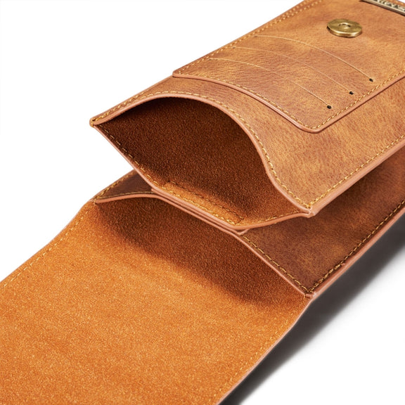 DG.MING Universal Cowskin Leather Protective Case Waist Bag with Card Slots & Hook, For iPhone, Samsung, Sony, Huawei, Meizu, Lenovo, ASUS, Oneplus, Xiaomi, Cubot, Ulefone, Letv, DOOGEE, Vkworld, and other Smartphones Below 5.2 inch(Brown)
