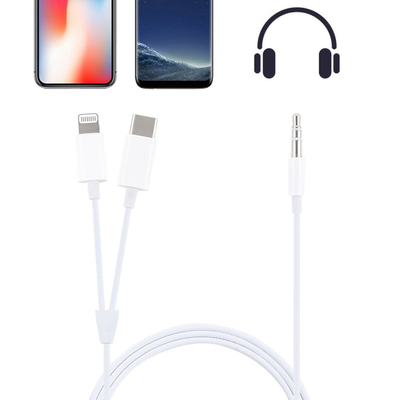 MH-CM32 8 Pin & Type-C to 3.5mm Jack Mobile Phone Audio Cable