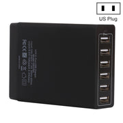 XBX09A 50W 5V 2.4A 6 USB Ports Quick Charger Travel Charger(Black)