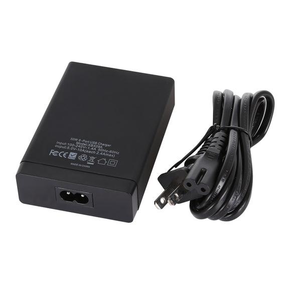 XBX09A 50W 5V 2.4A 6 USB Ports Quick Charger Travel Charger(Black)