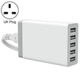 XBX09 40W 5V 8A 5 USB Ports Quick Charger Travel Charger, UK Plug(White) - Multifunction Charger by PMC TechLife | Online Shopping South Africa | PMC TechLife | Buy Now Pay Later Mobicred