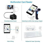 3 in 1 Multi-function 8 Pin + 3.5mm + USB 3.0 OTG to 8 Pin Male Fast Charging & Music Audio & Card Reading Adapter (White)