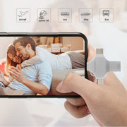 4 in 1 8GB USB 3.0 + 8 Pin + Mirco USB + USB-C / Type-C Dual-use Flash Drive with OTG Function