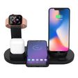 HQ-UD15 5 in 1 8 Pin + Micro USB + USB-C / Type-C Interfaces + 8 Pin Earphone Charging Interface + Wireless Charging Charger Base with Watch Stand (Black) - Multifunction Charger by PMC TechLife | Online Shopping South Africa | PMC TechLife | Buy Now Pay Later Mobicred