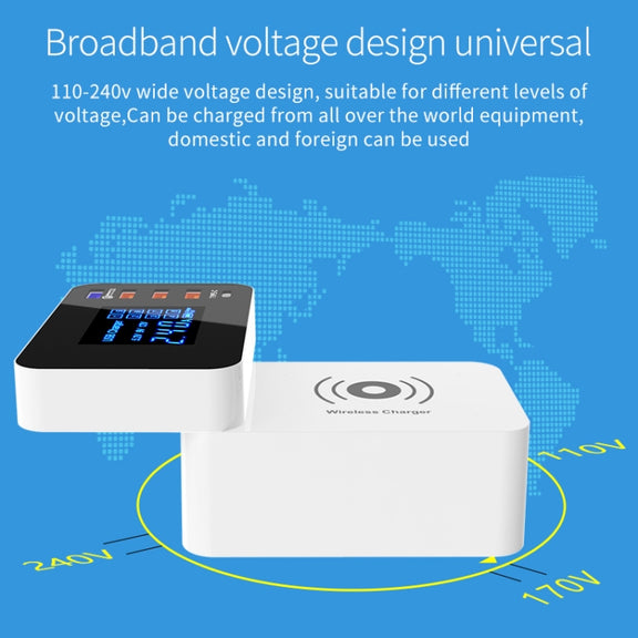 CDA33Q 40W QC 3.0 USB + 3 USB Ports + USB-C / Type-C Ports Multi-function Charger with LED Display, EU Plug