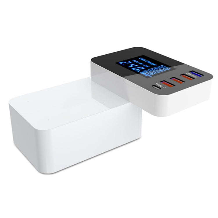 CDA33Q 40W QC 3.0 USB + 3 USB Ports + USB-C / Type-C Ports Multi-function Charger with LED Display, UK Plug